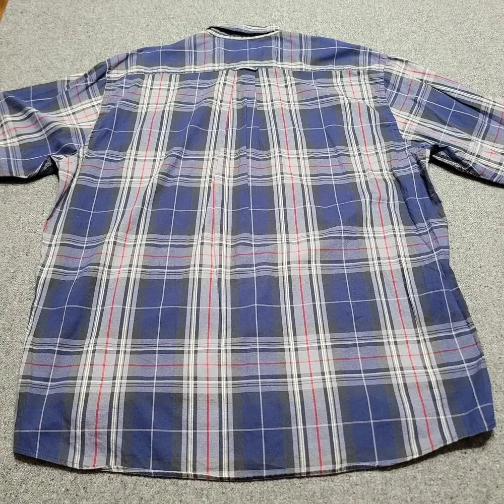 Vintage Banana Republic Shirt Mens Large Blue Tartan Plaid Preppy 90s Pocket